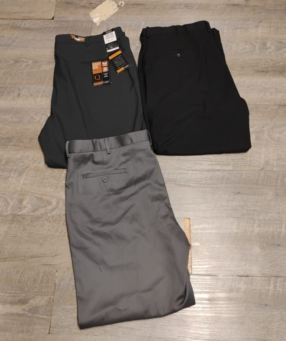 lot of 3 Haggar Men's dress Pants Size 40X29 flat front gray, black